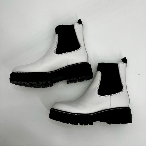 New Marc Fisher Patrick Ankle Boots Bootie Chelsea White Rubber Sole Moto 6.5 M - Picture 5 of 14